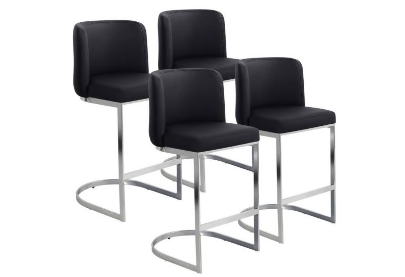 BEKRVIO Barhocker mit Rückenlehne, C-förmigem Metallrahmen und gepolstertem PU-Leder (4 St), ideal für Küchentheke, Hausbar und Pub von BEKRVIO