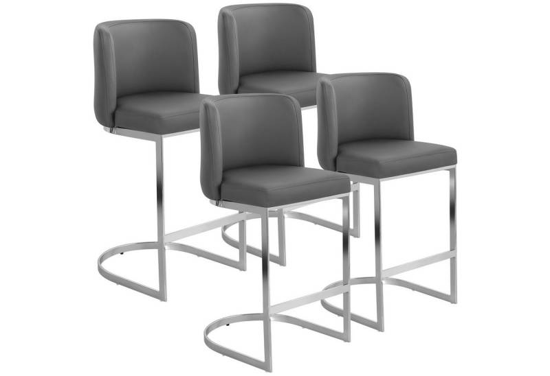 BEKRVIO Barhocker mit Rückenlehne, C-förmigem Metallrahmen und gepolstertem PU-Leder (4 St), ideal für Küchentheke, Hausbar und Pub von BEKRVIO