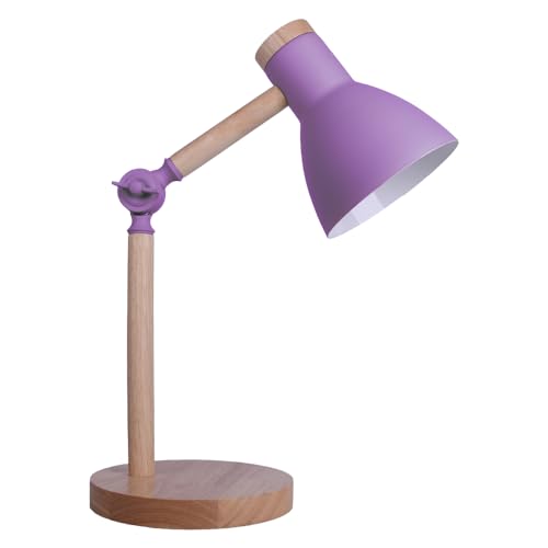Bel Air Home - TEACHER Serie Schreibtischlampe | E27 Tischlampe für stilvolles Arbeiten und Lernen | Leselampe Nachttisch, Büro Tischlampe, Schreibtischlampe Holz | Violette, Metall von Bel Air Home