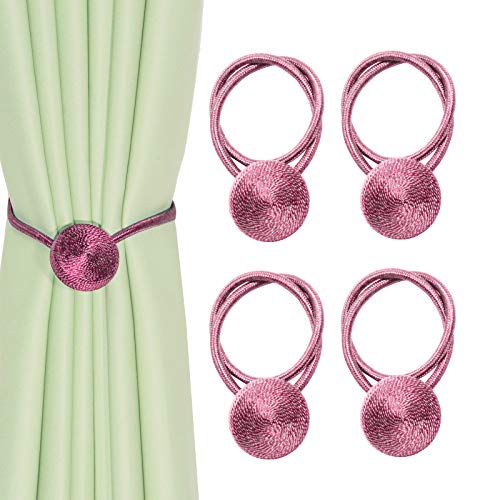 BEL AVENIR Magnetische Vorhang-Raffhalter Fenster-Clips Seil Krawatten Kreative Raffhalter für Home Office Dekorative 4er Pack (Pink) von BEL AVENIR