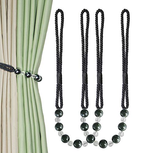 BEL AVENIR Vorhang-Raffhalter, Seilperlen, Perlen, dekorative Raffhalter für Zuhause, Büro, Dekoration, 2 Stück (anthrazit) von BEL AVENIR
