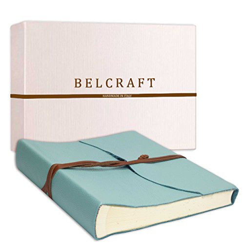 BELCRAFT Capri Fotoalbum aus Leder, Handgearbeitet in klassischem italienischem Stil, Geschenkschachtel inklusive, A4 (23x30 cm) Aqua von BELCRAFT