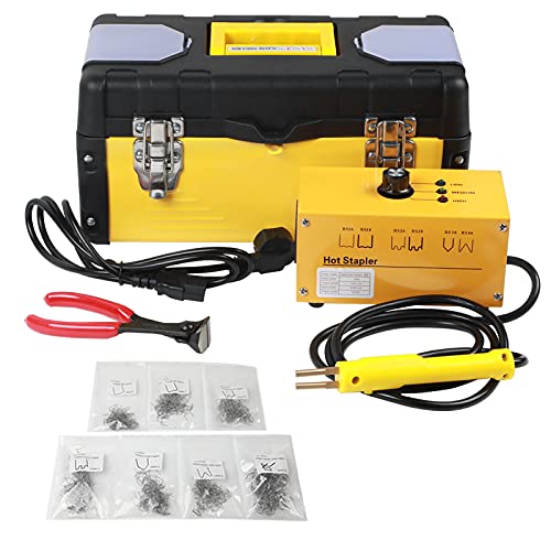 BELEY Auto Stoßfänger Reparatur Kunststoff Schweißer Kit, 220V Heißer Hefter Kunststoff Schweißen Set mit 600 STÜCKE Heftklammern (gelb) von BELEY