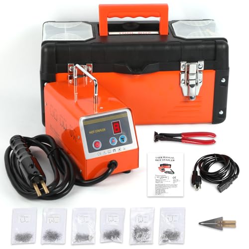Auto Stoßfänger Reparatur Kunststoff Schweißer Kit, 220V Heißer Hefter Kunststoff Schweißen Set mit 600 STÜCKE Heftklammern (Orange) von BELEY