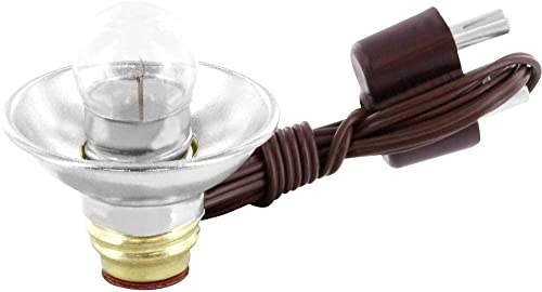 BELI-BECO 471 Skalenlampe mit Reflektor für Puppenhaus oder Krippe mit Beleuchtung - Krippenbeleuchtung - klare Glühlampe mit Fassung E 10-4,5 V - 0,2A mit 400 mm Litze und Doppelstecker (Braun) von BELI-BECO