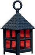 BELI-BECO 548 Kunststoff-Laterne für Krippe mit Beleuchtung - Krippenbeleuchtung - Kunststoff - klare Glühlampe - 4,5 V - 0,2A (Laterne: schwarz | Glas: rot & transparent, 22 mm) von BELI-BECO