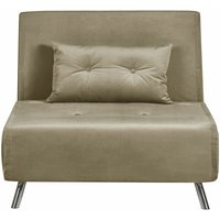 Beliani - Sofa Olivgrün Samtstoff mit Schlaffunktion 1 Dekokissen Silberne Edelstahlbeine Schlafsofa Gästebett Modern Wohnzimmer Ausstattung Möbel von BELIANI