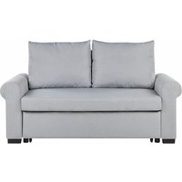 2-Sitzer Sofa Hellgrau Stoffbezug Ausziehbar mit Schlaffunktion Rückenkissen Niedrige Armlehnen Retro-Stil Wohnzimmer Ausstattung Schlafsofa - Schwarz von BELIANI