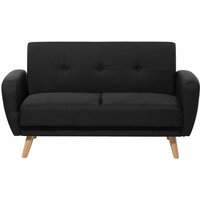 2-Sitzer Sofa Schwarz Stoffbezug mit Holzbeinen Schlaffunktion Verstellbar Rechteckig Skandinavisch Modern Wohnzimmer Ausstattung Schlafsofa - Heller von BELIANI