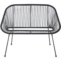 Beliani - Gartenbank Schwarz Rattan 114 cm mit Metallgestell 2-Sitzer Spaghetti-Look Rattanbank Boho Outdoor Außenbereich Innenbereich Indoor von BELIANI