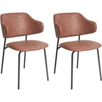 2er Set Esszimmerstühle Braun Stoffpolsterung Schwarze Metallbeine Armlose Gebogene Rückenlehne Modernes Zeitgenössisches Design 2er Set Esszimmerstühle Braun Stoffpolsterung Schwarze Metallbeine Armlose Gebogene Rückenlehne Modernes Zeitgenössisches Design von BELIANI