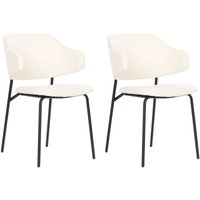 2er Set Esszimmerstühle Creme Stoffpolsterung Schwarze Metallbeine Armlose Gebogene Rückenlehne Modernes Zeitgenössisches Design von BELIANI