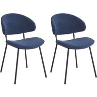 2er Set Esszimmerstühle Dunkelblau Stoffpolsterung Schwarze Metallbeine Armlose Gebogene Rückenlehne Modernes Zeitgenössisches Design 2er Set Esszimmerstühle Dunkelblau Stoffpolsterung Schwarze Metallbeine Armlose Gebogene Rückenlehne Modernes Zeitgenössisches Design von BELIANI