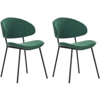 2er Set Esszimmerstühle Grün Stoffpolsterung Schwarze Metallbeine Armlose Gebogene Rückenlehne Modernes Zeitgenössisches Design von BELIANI