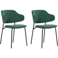 2er Set Esszimmerstühle Grün Stoffpolsterung Schwarze Metallbeine Armlose Gebogene Rückenlehne Modernes Zeitgenössisches Design von BELIANI