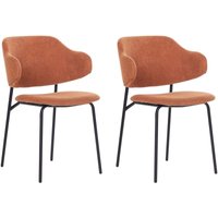 2er Set Esszimmerstühle Orange Stoffpolsterung Schwarze Metallbeine Armlose Gebogene Rückenlehne Modernes Zeitgenössisches Design 2er Set Esszimmerstühle Orange Stoffpolsterung Schwarze Metallbeine Armlose Gebogene Rückenlehne Modernes Zeitgenössisches Design von BELIANI