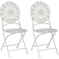 2er Set Garten Bistro Stühle Weißes Metall Zusammenklappbar Außenbereich Gestaltet Effekt UV-Rostbeständigkeit Französisch Retro-Stil von BELIANI