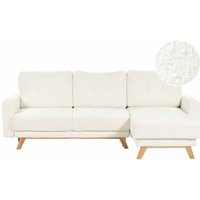 Beliani - 3-Sitzer Ecksofa Weiß Bouclé-Bezug mit Chaiselongue Linksseitig Schlaffunktion L-Form Steppung Skandi Schlafsofa Wohnzimmer Ausstattung von BELIANI