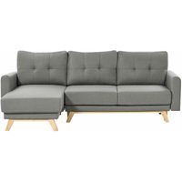 3-Sitzer Ecksofa Grau Stoffbezug mit Chaiselongue Rechtsseitig Schlaffunktion L-Form Steppung Skandi Schlafsofa Wohnzimmer Ausstattung - Heller von BELIANI