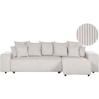 3-Sitzer Ecksofa Hellbeige Stoffbezug Cord L-Förmig mit Chaiselongue Linksseitig Schlaffuktion Stauraum Dekokissen Wohnlandschaft Polstersofa von BELIANI