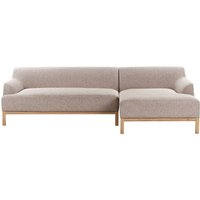 3-Sitzer Ecksofa Hellbraun Stoffbezug mit Chaiselounge Links Armlehnen Niedrige Rückenlehne Tiefe Sitzfläche Hohe Holzbeine Skandi Wohnzimmer von BELIANI