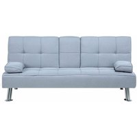 3-Sitzer Sofa Hellgrau Stoffbezug Gesteppt mit Schlaffunktion Integriertem Tisch Klapparmlehne Modern Skandi Wohnzimmer Schlafsofa Sofabett - Silber von BELIANI