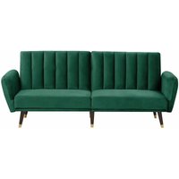 Schlafsofa Smaragdgrün Samtstoff mit 3-fach verstellbarer Rückenlehne Schlaffunktion 3-Sitzer Sofa Glamour Stil - Grün von BELIANI