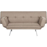 3-Sitzer Sofa Braun Stoffbezug Gesteppt mit Schlaffunktion Silberne Schlanke Metallbeine Verstellbare Armlehnen Modern Wohnzimmer Schlafsofa - Silber von BELIANI