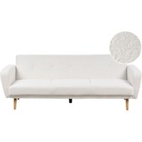 3-Sitzer Sofa Cremeweiß Bouclé Stoffbezug mit Holzbeinen Schlaffunktion Verstellbar Rechteckig Skandinavisch Modern Wohnzimmer Schlafsofa 3-Sitzer Sofa Cremeweiß Bouclé Stoffbezug mit Holzbeinen Schlaffunktion Verstellbar Rechteckig Skandinavisch Modern Wohnzimmer Schlafsofa von BELIANI