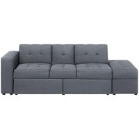 3-Sitzer Sofa Dunkelgrau Stoffbezug Gesteppt mit Ottomane Schlaffunktion Bettkasten Tablett Flache Armlehne Modern Wohnzimmer Ausstattung 3-Sitzer Sofa Dunkelgrau Stoffbezug Gesteppt mit Ottomane Schlaffunktion Bettkasten Tablett Flache Armlehne Modern Wohnzimmer Ausstattung von BELIANI