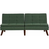 Beliani - 3-Sitzer Sofa Dunkelgrün Stoffbezug Gesteppt mit Schlaffunktion Verstellbarer Rückenlehne Hohe Holzbeine Retro Wohnzimmer Schlafsofa Beliani - 3-Sitzer Sofa Dunkelgrün Stoffbezug Gesteppt mit Schlaffunktion Verstellbarer Rückenlehne Hohe Holzbeine Retro Wohnzimmer Schlafsofa von BELIANI