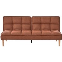 3-Sitzer Sofa Goldbraun Stoffbezug Gesteppt mit Schlaffunktion Hellen Hohen Holzbeinen Klassisches Design Schlafsofa Stoffsofa Klappsofa von BELIANI