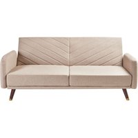 3-Sitzer Sofa Hellbraun Kunstleinen Gesteppt Klappbar mit Schlaffunktion Schmale Armlehnen Hohe Holzbeine Retro Wohnzimmer Schlafsofa Sofabett 3-Sitzer Sofa Hellbraun Kunstleinen Gesteppt Klappbar mit Schlaffunktion Schmale Armlehnen Hohe Holzbeine Retro Wohnzimmer Schlafsofa Sofabett von BELIANI