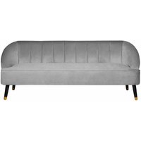 Beliani - 3-Sitzer Sofa Hellgrau Samtstoff mit Steppung Armlehnen Schwarzen Hohen Holzfüßen Dickes Polster Modern Glamourös Wohnzimmer Ausstattung von BELIANI