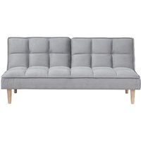 3-Sitzer Sofa Hellgrau Stoffbezug Gesteppt mit Schlaffunktion Hellen Hohen Holzbeinen Klassisches Design Schlafsofa Stoffsofa Klappsofa von BELIANI