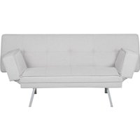 3-Sitzer Sofa Hellgrau Stoffbezug Gesteppt mit Schlaffunktion Silberne Schlanke Metallbeine Verstellbare Armlehnen Modern Wohnzimmer Schlafsofa - Grau von BELIANI