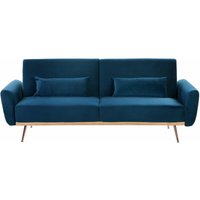 3-Sitzer Sofa Marineblau Samt mit Schlaffunktion 2 Dekokissen Hohe Schlanke Metallbeine Schmale Armlehnen Retro Design Wohnzimmer Schlafsofa - Kupfer von BELIANI