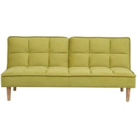 3-Sitzer Sofa Olivgrün Stoffbezug Gesteppt mit Schlaffunktion Hellen Hohen Holzbeinen Klassisches Design Schlafsofa Stoffsofa Klappsofa von BELIANI
