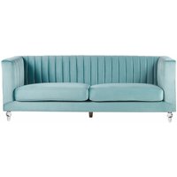 3-Sitzer Sofa Hellblau Samtstoff mit Steppung Hohen Armlehnen Transparenen Acryl-Füßen Dicken Sitzkissen Modern Glam Wohnzimmer Ausstattung - Blau von BELIANI