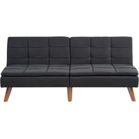 3-Sitzer Sofa Schwarz Stoffbezug Gesteppt mit Schlaffunktion Verstellbarer Rückenlehne Hohe Holzbeine Retro Wohnzimmer Schlafsofa Sofabett 3-Sitzer Sofa Schwarz Stoffbezug Gesteppt mit Schlaffunktion Verstellbarer Rückenlehne Hohe Holzbeine Retro Wohnzimmer Schlafsofa Sofabett von BELIANI