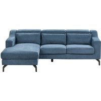 4-Sitzer Ecksofa Blau Chenille Stoffbezug L-Förmig mit Chaiselongue Rechtsseitig 3 Dekokissen Breite Armlehnen Dicke Sitzkissen Modern von BELIANI