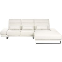 4-Sitzer Ecksofa Cremeweiß Stoff L-Förmig mit Chaiselongue Linksseitig 3 Dekokissen Verstellbare Armlehnen Rückenlehne Sitztiefe Kopfstütze von BELIANI