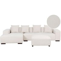 4-Sitzer Ecksofa Cremeweiß Stoffbezug Cord L-Förmig mit Ottomane Chaiselongue Rechtsseitig 4 Dekokissen Modern Wohnzimmer Wohnlandschaft Sofa 4-Sitzer Ecksofa Cremeweiß Stoffbezug Cord L-Förmig mit Ottomane Chaiselongue Rechtsseitig 4 Dekokissen Modern Wohnzimmer Wohnlandschaft Sofa von BELIANI