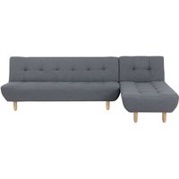 4-Sitzer Ecksofa Dunkelgrau Stoffbezug Gesteppt L-Förmig mit Chaiselongue Linksseitig Schlaffunktion Modern Skandinavisch Wohnzimmer Schlafsofa von BELIANI