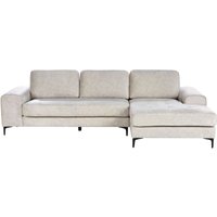 4-Sitzer Ecksofa Hellbeige Samt Gesteppt L-Förmig mit Chaiselongue Linksseitig Schwarze Hohe Metallbeine Freistehend Modern Wohnzimmer von BELIANI