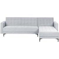 4-Sitzer Ecksofa Links Hellgrau Samt Gesteppt L-Förmig mit Schlaffunktion Schwarzen Metallbeinen Modern Glamourös Modulsofa Schlafsofa von BELIANI