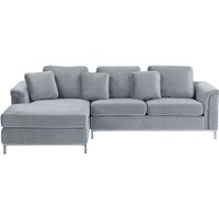 Beliani - 4-Sitzer Ecksofa Rechts Grau Samt mit Kissen Silberne Metallbeine Edelstahlfüße L-Förmig Modern für Wohnzimmer Beliani - 4-Sitzer Ecksofa Rechts Grau Samt mit Kissen Silberne Metallbeine Edelstahlfüße L-Förmig Modern für Wohnzimmer von BELIANI