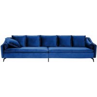 Sofa Marineblau Samt 4-Sitzer mit Vielen Kissen Hohen Beinen Glamourös Modern Wohnlandschaft Wohnzimmer Möbel Sitzmöbel - Blau von BELIANI