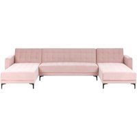 5-Sitzer Ecksofa Pastellrosa Samt Gesteppt U-förmig mit Schlaffunktion Schwarzen Metallbeinen Modern Glam Wohnlandschaft Modulsofa Schlafsofa 5-Sitzer Ecksofa Pastellrosa Samt Gesteppt U-förmig mit Schlaffunktion Schwarzen Metallbeinen Modern Glam Wohnlandschaft Modulsofa Schlafsofa von BELIANI