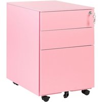 Beliani - Aktenschrank Rosa Metall auf Rollen mit 3 Schubladen Abschließbar Multifunktional Wohnzimmer Büro Arbeitszimmer Schlafzimmer Diele Beliani - Aktenschrank Rosa Metall auf Rollen mit 3 Schubladen Abschließbar Multifunktional Wohnzimmer Büro Arbeitszimmer Schlafzimmer Diele von BELIANI